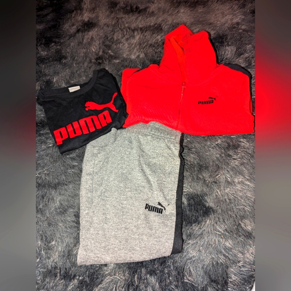 Puma Red and Black Set with Gray Sweatpants